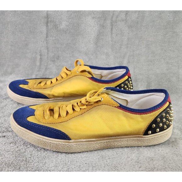 Zara Man Shoes Mens Size 9 Yellow Blue Distressed Style Spiked Casual Sneakers - Picture 2 of 8